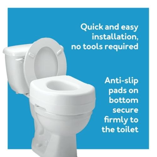Carex Raised Toilet Seat with 5 in Height, Slip-Resistant & Removable, 300 lb Limit
