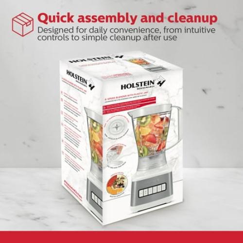 Holstein Housewares 8-Speed Blender 500W Motor, 48 oz Plastic Jar, and Intuitive Controls for Effortless Blending - Elevate Your Culinary Experience Now - Kitchen Essential