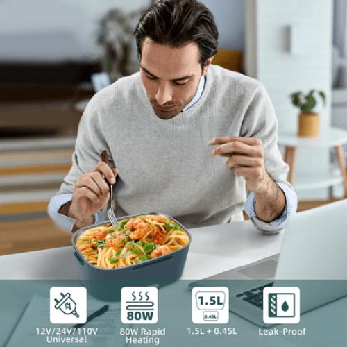 Electric Lunch Box Food Heater, 80W Portable Warmer for Car Truck Work with 304 Stainless Steel