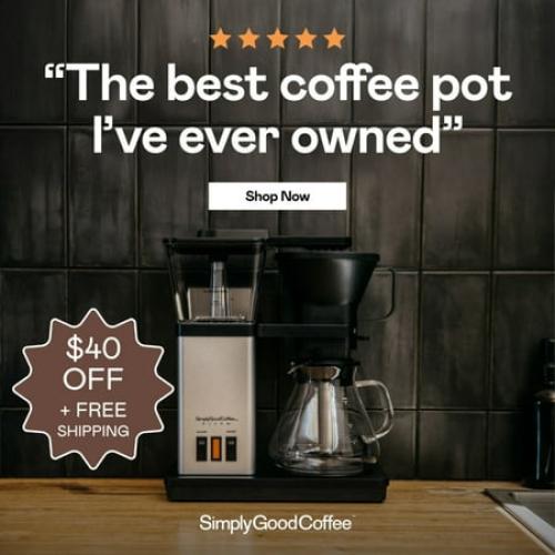 Black SimplyGoodCoffee Brewer - The best automatic drip coffee flavor possible at the flip of a switch
