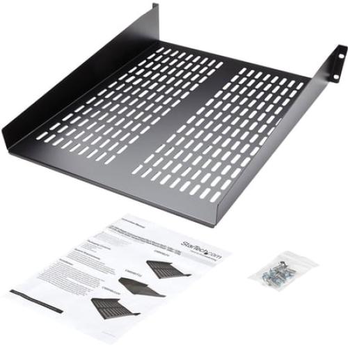 StarTech.com 2U Server Rack Shelf - Universal Vented Rack Mount Cantilever Tray for 19 Network Equipment Rack & Cabinet - Heavy Duty Steel - Weight Capacity 50lb/23kg - 22 Deep Shelf