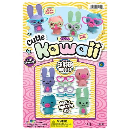 Ja-Ru Kawaii Cutie Eraser Buddies Playset, 1 Piece Set Plastic, All Ages Novelty Toy