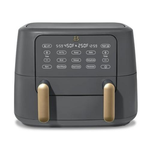 Beautiful 9 QT TriZone Air Fryer, Oyster Grey by Drew Barrymore