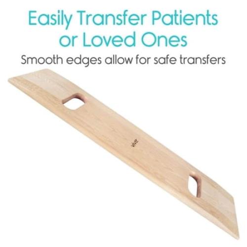 Vive Transfer Board (36 by 12) - Patient Slide Assist Device - Transferring from Wheelchair to Bed, Toilet, Car, Bathtub - Heavy Duty Sliding for Elderly