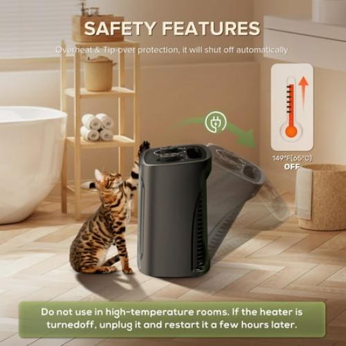 Auseo 750W/1500W Space Heater with ETL Certified, 2S Rapid Heating, Multiple Safety Protection, Ceramic Heater for Home/Bathroom/Kitchen/Office, Black