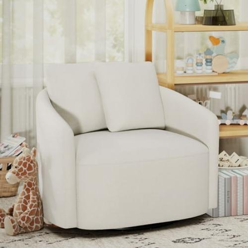 Beautiful Drew Kids Accent Chair by Drew Barrymore, Cream Bouclé Fabric