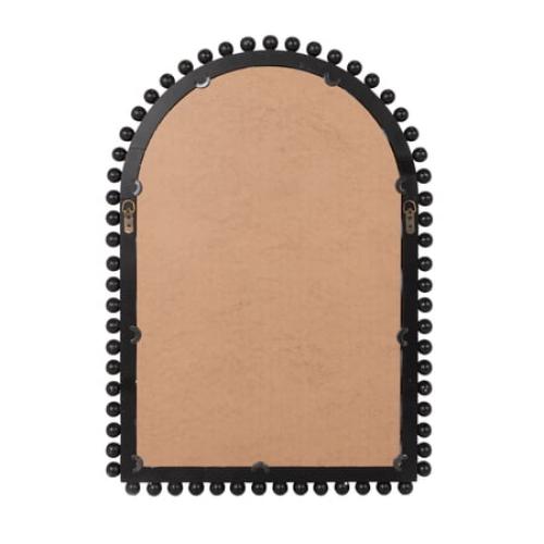 Creative Co-Op Wood Ball Framed Arched Wall Mirror, Matte Black