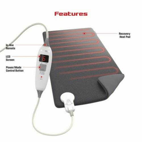 FitRx Recovery Heat Heating Pad, Electric Heating Pad for Back Pain Relief, 12 x 24in.