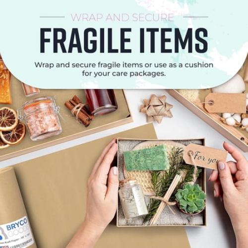 Bryco Goods 36 Inch x 200 Feet - Large Brown Kraft Paper Roll - Made in USA - Ideal for Gift Wrapping, Packing, Shipping, Wall Art, Crafts, Bulletin Boards, Floor Cover or Table Runner