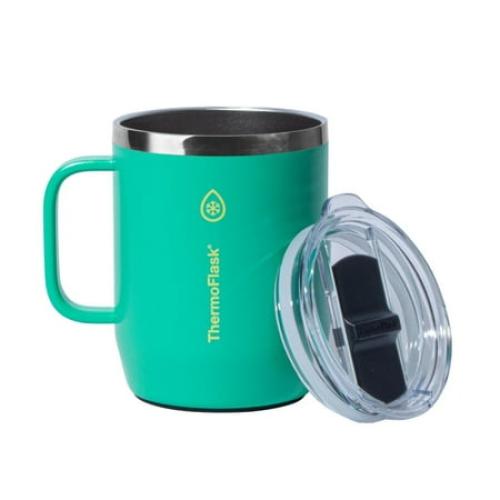 ThermoFlask Stainless Steel Insulated Coffee Mug Set, 2 Pack (Purple/Green)