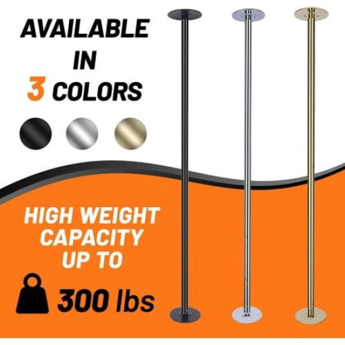 Premium Pole Spinning Static Dance Pole Kit | Portable & Removable 45mm Exercise Pole for Club, Party, Home Easy Assembly Safe & Sturdy Steel Construction | Silicone Rubber Protection