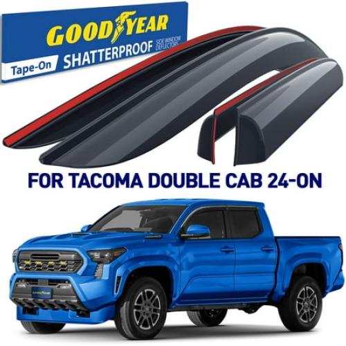 Goodyear Shatterproof in-Channel Window Deflectors for Toyota Tacoma Double Cab 2024-2026, Rain Guards, Window Visors for Cars, Vent Deflector, Car Accessories, 4 pcs - GY008781