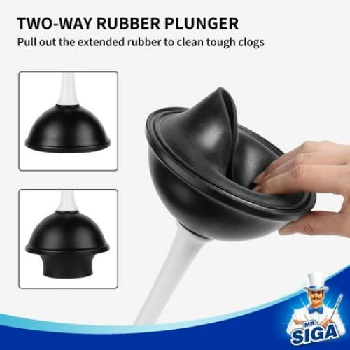 MR.Siga Toilet Plunger and Bowl Brush Combo, White, 1 Set