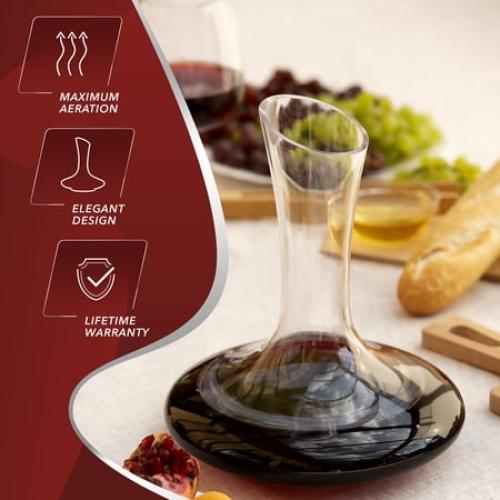 Le Chateau Wine Decanter - Hand Blown Lead Free Crystal Carafe (750ml) - Red Wine Aerator, Gifts