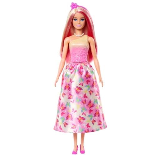 Barbie Royal Doll with Pink and Blonde Hair, Butterfly-Print Skirt and Accessories