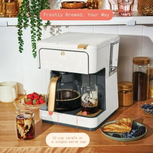 Beautiful Multi-Brew 12-Cup Programmable Drip & Single-Serve Coffee Maker, Black sesame by Drew Barrymore