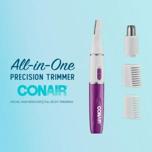 Conair All-In-1 Body and Facial Hair Removal for Women, Cordless Trimmer, Perfect for Face, Ear/Nose, Eyebrows, Legs, and Bikini Lines LLT2LX