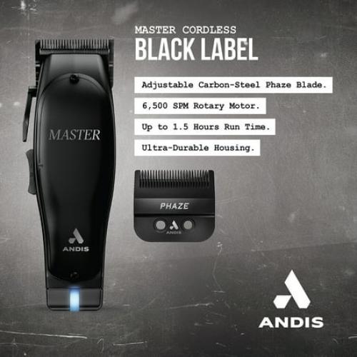 Andis Master Cordless Black Label Special Edition, Professional Lithium-ion, Phaze Blade Technology