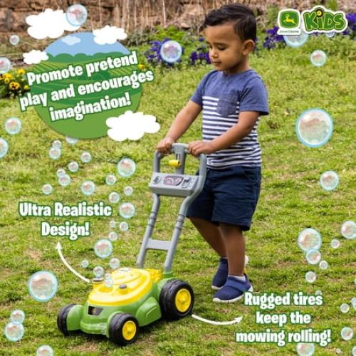 John Deere Bubble-N-Go Toy Lawn Mower Automatic Bubble Machine No Batteries Required Age 3  Years