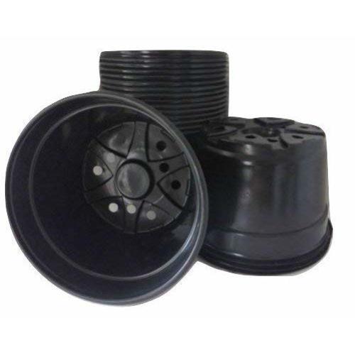 8 Mum Pot - Black Plastic - 25 Count - Landmark Plastics - Nursery Pot (25)