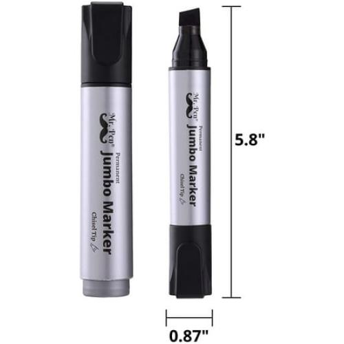 Mr. Pen- Jumbo Permanent Markers, 4 Pack, Assorted Color, Chisel Tip, Large Permanent Markers
