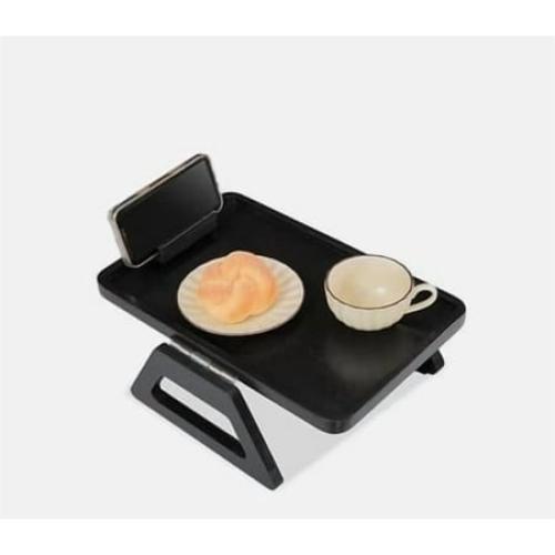 Smart Design Acacia Armrest Tray, Black, Non-Slip Sofa Arm Clip Table for Drinks, Snacks & Devices