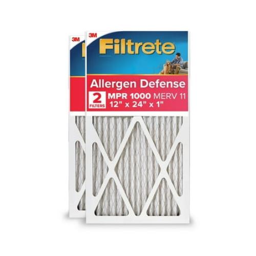 Filtrete 12x24x1 HVAC Furnace Air Filter, MPR 1000 MERV 11, Allergen Defense, 2 Pack