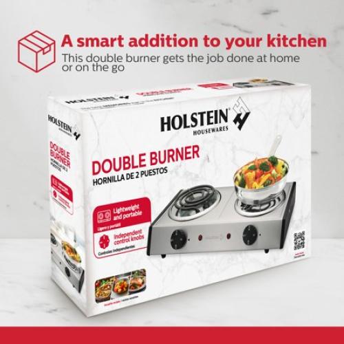‼️has stains‼️Holstein Housewares Double Burner Countertop Portable Range Stainless Steel Cooking Plate, 1500W