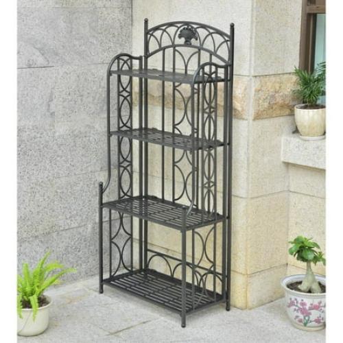 Segovia Iron 4-tier Bakers Rack Black