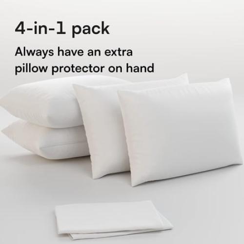White 4 Pack Pillow Cases Covers Queen 20x30 (Inch) Zippered Niagara Sleep Solution