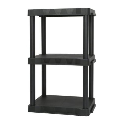 Hyper Tough Black Plastic 3-Tier 32 H x 20.07 W x 12 D, 150lb Total Capacity