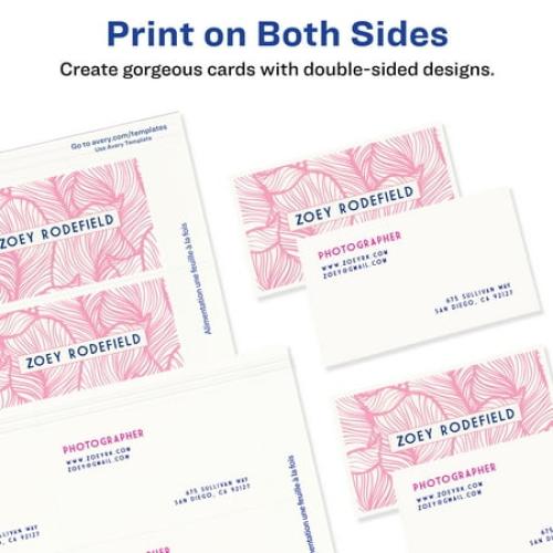 Avery Business Cards, Clean Edge, Matte White, 2 x 3.5, Paper, Inkjet, Pack of 90 Cards