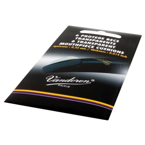 Vandoren VMC6 Mouthpiece Cushions; Clear; Thin; 0.35mm/.014; Pack of 6