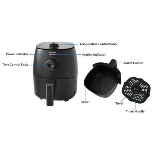 Mainstays 2.2 qt Air Fryer, Black - Automatic Shutoff, Nonstick