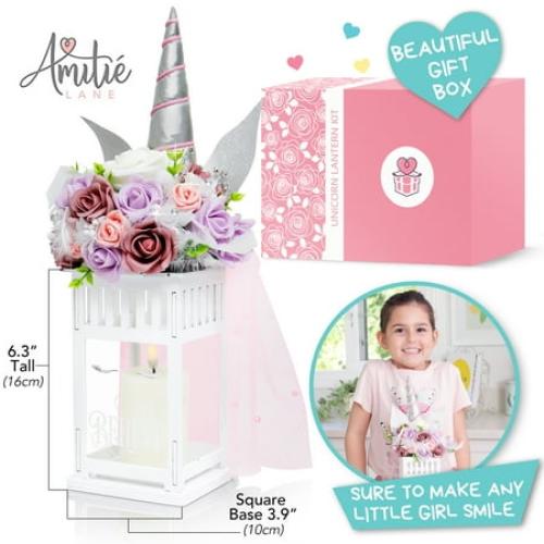 Amitie Lane DIY Unicorn Lantern Craft Kit, Night Light, Bedroom Décor, Arts And Craft Kit, Girls Age 6