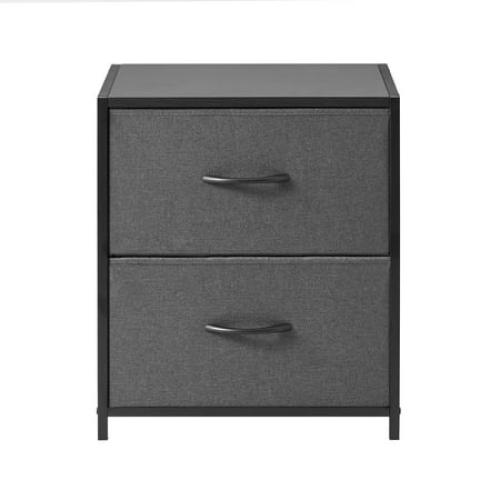 Mainstays 2 Drawer Fabric Storage Nightstand, Grey