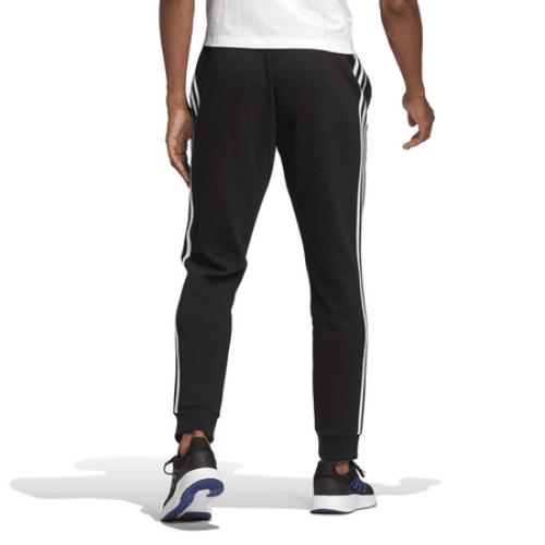 Size S...Adidas Black/White Essentials French Terry Tapered Cuff 3-Stripes Pants - S