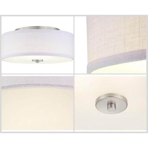 Progress Lighting Inspire Collection Brushed Nickel Integrated LED Transitional Kitchen Ceiling Light Drum Flush Mount