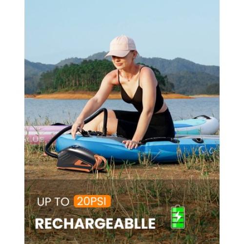 OutdoorMaster 20PSI High Pressure 74Wh Rechargeable SUP Air Pump Electric Shark 3 - Auto-Off & Deflation,12V DC & Type-C Input, for Inflatable Stand Up Paddle Boards, Boats