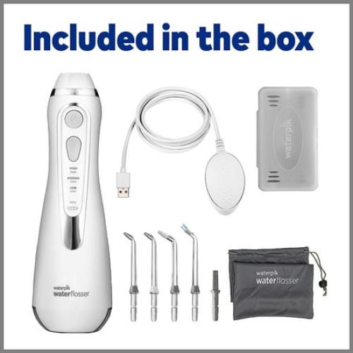 Waterpik Cordless Advanced Water Flosser For Teeth, Gums, Braces, Dental Care With Travel Bag and 4 Tips, ADA Accepted, Rechargeable, Portable, and Waterproof, White WP-580