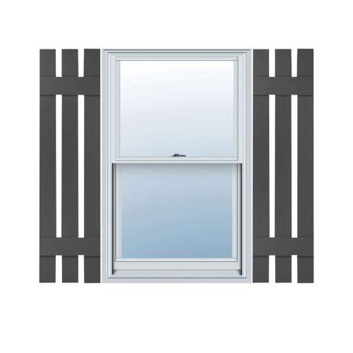 12 in. x 43 in. Lifetime Vinyl Standard Three Board Spaced Board and Batten Shutters Pair Tuxedo Grey (NO TEST)