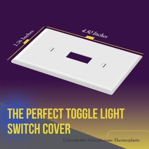 ENERLITES Light Switch Cover Plate, Toggle Wall Plate Cover, Size 1-Gang 4.50 x 2.76, Unbreakable Polycarbonate Thermoplastic, 8811-W-10PCS, White (10 Pack)