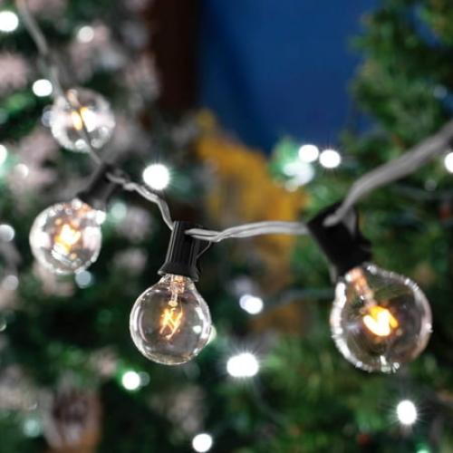 Set of 24 Color Green Novelty Lights Clear G50 Globe Hanging Outdoor String Light Replacement Bulbs E17 Intermediate Base 7 Watt