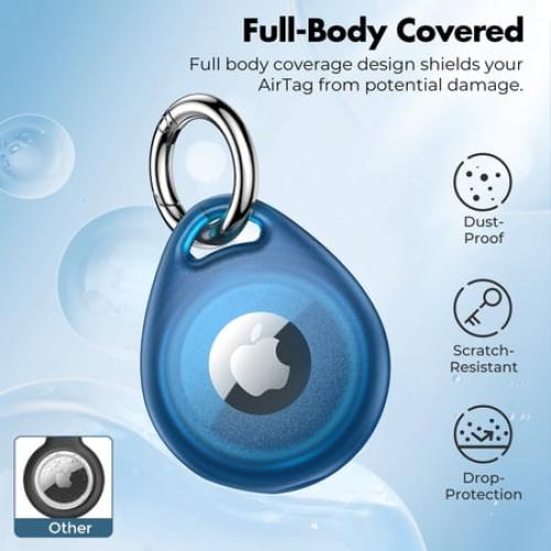 TWO MISSING UNBREAKcable AirTag Keychain Waterproof, [4 Pack] AirTag Case for Apple AirTag Anti-Scratch and Anti-Drop Design, AirTag Holder with Full Coverage for Pet Collar, Keys, Bags