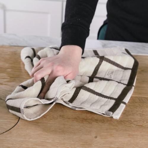 3 Packs All-Clad Checked Cotton Kitchen Towel, Almond