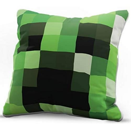 Minecraft Decorative Pillow Cover 15x 15 Creeper, 100% Microfiber, Green, Gaming Bedding