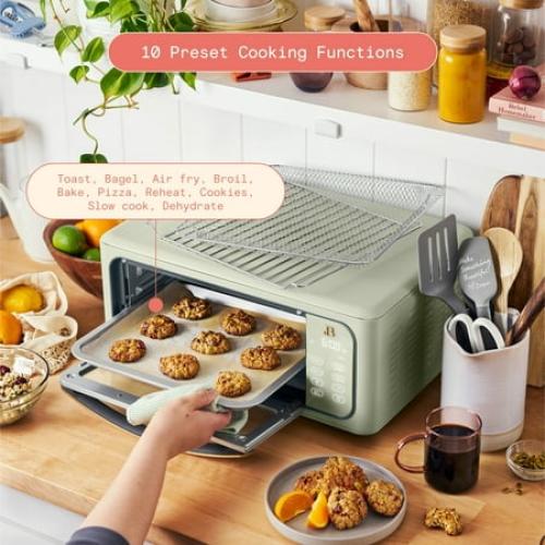 Beautiful Infrared Air Fry Toaster Oven, 9-Slice, 1800 W, Sage Green by Drew Barrymore