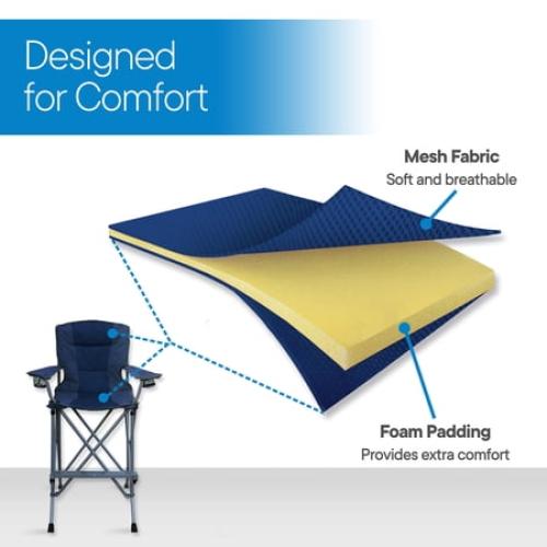 RMS Extra Tall Bar Height Director Chair with Carrying Bag, Blue
