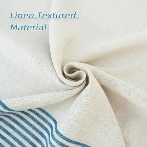 DriftAway Chris Vertical Striped Pattern Linen Blend Lined Thermal Insulated Blackout and Room Darkening Grommet Linen Curtains for Farmhouse Printed, 2 Panels, 52 x 84, Cabana Denim Stripe