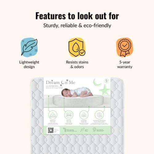Dream On Me 2 in 1 Cozy Cloud Crib and Toddler Mattress, Taffeta